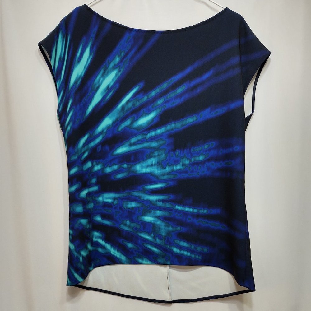 Elie Tahari Asymmetric Print Sleeveless Top